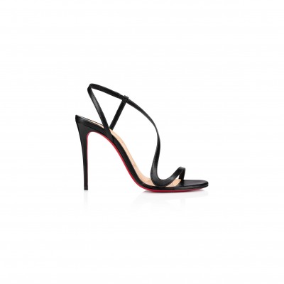 CHRISTIAN LOUBOUTIN ROSALIE 100 MM SANDALS-LEATHER AND PVC-BLACK-WOMEN 3210190BK01